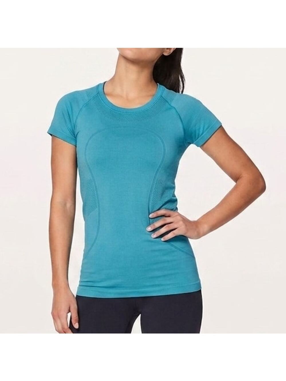 Lululemon Women's Teal Blue Athletic Short Sleeve Top M
